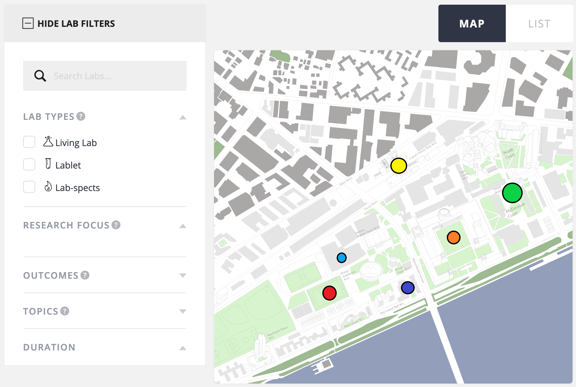 Living Lab Finder MIT Sustainability DataPool
